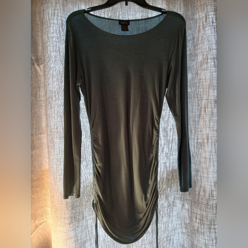 RUE 21 WOMENS BLUE LONG SLEEVE ADJUSTABLE DRESS (SIZE UNKNOWN)